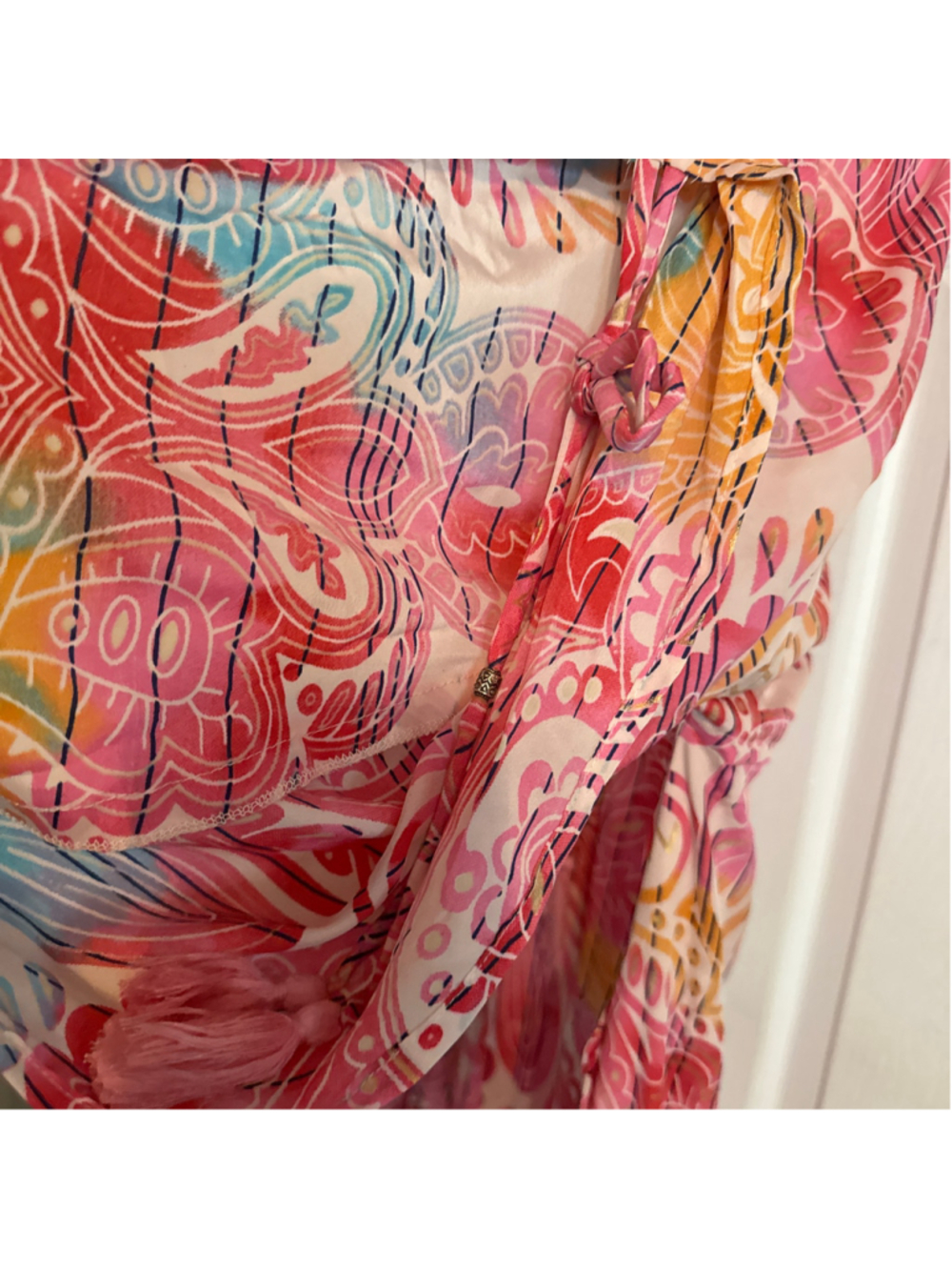 Karma Highway Maxi Dress Size OS Pink Blue Paisley Print - Picture 6 of 8
